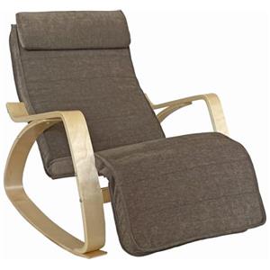 Brigros WeHome - Sedia A Dondolo Swing Amor Con Braccioli In Legno, Rocking Chair, Poltrona A Dondolo Con Poggiapiedi Regolabile, Poltrona Salotto, Poltrona Camera Da Letto (Tessuto, Marrone)