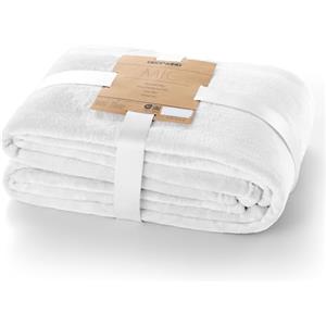 DecoKing Coperta Plaid Pile 70 x 150 cm per Letto Singolo Calda Accogliente e Spessa in Morbido Velluto Per Letto Divano Sedia Tutte le Stagioni Bianco Mic