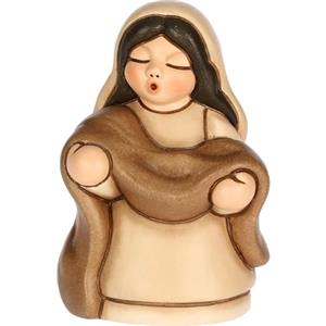 THUN, Venditrice di Stoffe Beige in Ceramica di Alta Qualità, Collezione Presepe Classico, Statuine per Presepe di Natale da Collezione, 5,4 x 4,3 x 7,9 cm