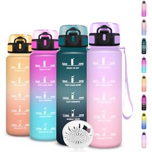 Grsta Borraccia, Borraccia 500ml, Borraccie Senza Perdite, Borraccie Motivazionale, Facile da Trasportare, Bottiglia Orari, Bottiglia Graduata, Facile da Pulire, per Sport, Fitness, Yoga, Scuola, Bambina