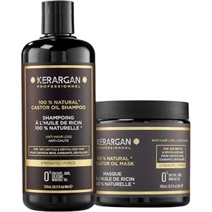 Kerargan - Duo Anti-Caduta Shampoo & Maschera all'Olio di Ricino per Capelli Secchi, Deboli, Devitalizzati - Stimola la Crescita - Senza Solfati, Silicone, OGM - 2x500 ml