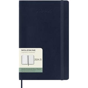 Moleskine Weekly Planner 2024-2025, Agenda Settimanale 18 Mesi 2025 Con Spazio Per Note, Con Copertina Morbida e Chiusura Elastica, Formato Large 13 x 21 cm, Colore Blu Zaffiro