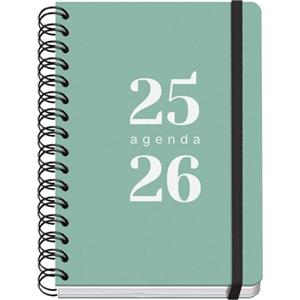 Dohe - Agenda scolastica 2025 2026 - Giorno per pagina, formato A5 (15 x 21 cm), spagnolo e inglese, da settembre a giugno, rilegatura a doppia spirale e fascia elastica, copertina flessibile, 4 fogli