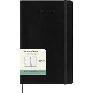 Moleskine Weekly Planner 2025-2026, Agenda Settimanale 18 Mesi Con Spazio per Note, Copertina Morbida e Chiusura Elastica, Formato Large 13 x 21 cm, Colore Nero