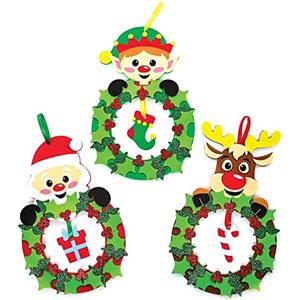 Baker Ross FX214 Ghirlanda di Natale in Gommapiuma con Agrifoglio e Bacche - Confezione di 3, Decorazione Natalizia per Bambini