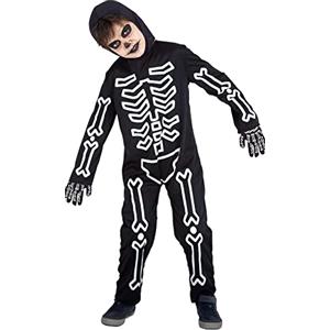 Rubie's Rubies Costume Ossa Glow in Dark per bambino e bambina, Tuta, guanti e capello, Costumi Scheletro per Halloween, Carnevale, Cosplay