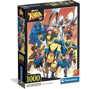 Clementoni - Puzzle 1000 Pezzi per Adulti e Ragazzi, Puzzle Panorama, Tema Marvel X-Men con Poster Incluso, Compact Box, Idea Regalo Uomo e Donna, Made in Italy, 70x50 cm, 37066