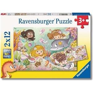 Ravensburger - Puzzle illustrato fatine e sirene, Collezione 2x12, 2 Puzzle da 12 Pezzi, Età Raccomandata 3+ Anni