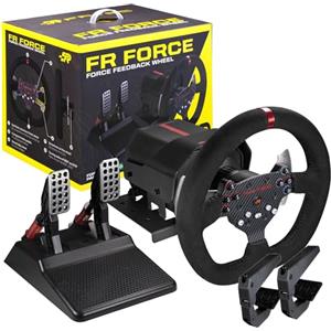 FRTEC - Volanti da Corsa FR FORCE con Pedali, Force Feedback 3,2 Nm, tecnologia ForceSense, doppio motore, ingranaggi e asse in acciaio, finitura in Alcantara per PS4, Xbox Series X/S, Xbox One e PC.