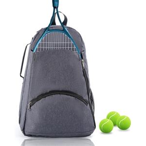 JFHSUS Zaino da tennis, borsa da tennis per donne e uomini, zaino per racchette da tennis, borsone sportivo di grande capacità, per tennis, squash, racquetball, badminton, pickleball (grigio)