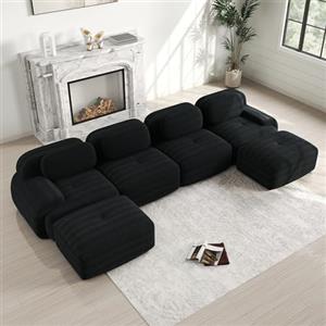 Luscriate Hamlet - Divano angolare Cloud a 4 posti con chaise longue - Grande divano a forma di L, senza montaggio, imbottitura 32D altamente elastica, seduta extra profonda, braccioli larghi, divano a