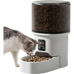 Oskuglin Distributore Automatico Cibo Gatti, Dispenser Programmabile per Cani e Gatti, Orari di Mangiatoia Personalizzati per gatti e cani di piccola taglia, da 1 a 6 pasti al giorno (Bianco) (Bianco e nero)