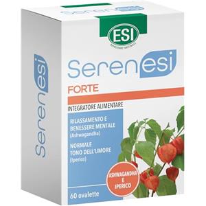 ESI - Serenesi Forte, Integratore Alimentare a Base di Ashwaganda e Iperico, Favorisce il Tono dell'Umore e Contrasta lo Stress, Senza Glutine e Vegano, 60 Ovalette