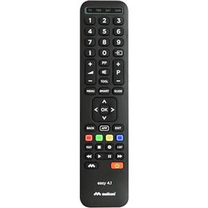 Meliconi Easy 4.1, Telecomando Universale 4 in 1, Telecomando Compatibile con Samsung, LG e Sony e Altri Brand, Sostituisce Telecomandi per 4 Dispositivi, TV, Decoder, Sat, DVD e Blu Ray, Infrarossi