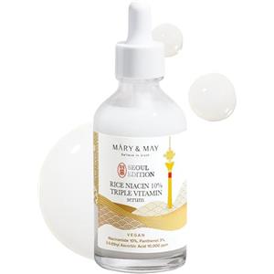 Mary&May EDIZIONE SEOUL Siero Triple Vitamin Rice Niacin 10% - Siero coreano per un tono della pelle uniforme e una lucentezza sana - Con niacinamide e vitamine, 80 ml