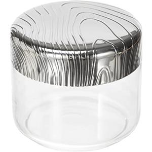 Alessi Barattolo in Vetro Veneer PU05 - Design Ermetico con Coperchio in Acciaio Inossidabile e Decoro in Rilievo, 0.5 lt
