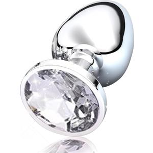 DiviDermy 1 Pezzi Anal Butt Plug, Plug Anale Con Diamanti Di Cristallo, Anale Singolo In Metallo, Adatto A Principianti Di Entrambi I Sessi, Funzionamento Semplice (S, Diamante bianco)
