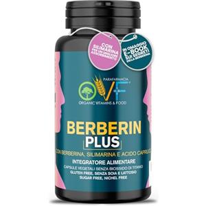 PARAFARMACIA, ORGANIC VITAMINS & FOOD OVF Berberin Plus | Integratore di Berberina Pura 600mg | 60 Capsule Scorta 2 Mesi con Cardo Mariano, Acido Caprilico, Silimarina Supporto Funzione Digestiva, Epatica e Depurativa Alta Concentrazione