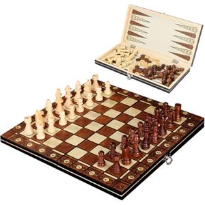 Veebmys Scacchi Magnetici 3-in-1 in Legno, Scacchiera Pieghevole Portatile (29x29cm) per Apprendimento Interattivo - Ideale per Viaggio, Famiglia e come Regalo