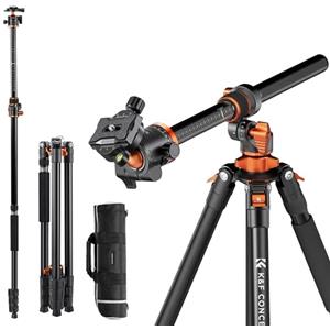 K&F CONCEPT Treppiede per Fotocamera Monopiede, 230cm Treppiede per Video Reflex con Braccio Orizzontale, Treppiede Professionale in Alluminio, con 360° Testa a Sfera per Camera Canon DSLR