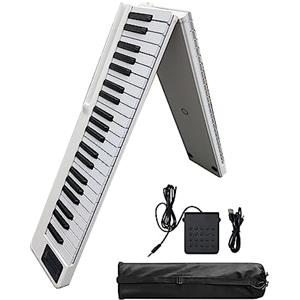 HYO&ZOY 88 tasti pianoforte pieghevole tastiera elettrica pianoforte pianoforte digitale portatile semi-pesato doppio altoparlante incorporato ricaricabile con pedale di sostegno MIDI Bluetooth 5.0, porta spa
