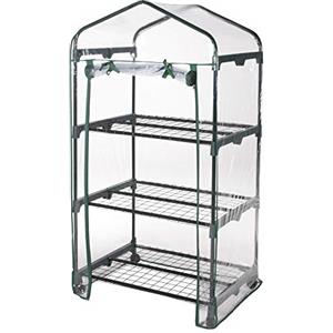 VERDELOOK | Serra Rettangolare con Ruote a 3 Ripiani con Apertura a Cerniera, 69x49x128 cm, con Telo Trasparente in PVC, Serra da Giardino e Balcone, per Protezione Piante, per Giardinaggio