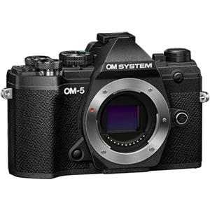 OM SYSTEM Fotocamera OM-5 con sistema Micro Quattro Terzi, sensore Live MOS da 20MP, stabilizzazione dell'immagine a 5 assi migliorata, IP53, Handheld High Res Shot, nero