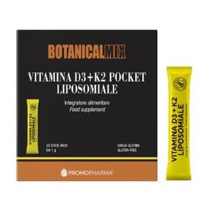 PROMO PHARMA Vitamina D3 K2 Liposomiale Pocket - 20 Stick per Ossa e Arterie