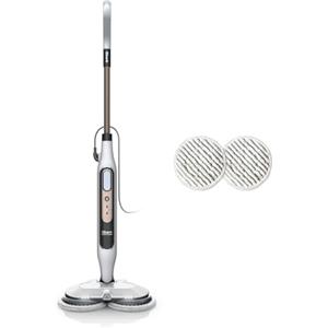 Shark Steam Mop, Scopa a Vapore Lavapavimenti Automatico con Steam Blaster, 2 Panni Lavabili Rotanti, 3 Modalità, Igienizza, Rimuove Macchie e Sporco, Tutti i Tipi di Pavimenti, Bianco/Grigio, S8201EU