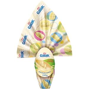 GALAK Uovo di Pasqua 2026 Cioccolato Bianco con Sorpresa e 2 Cioccolatini 240g