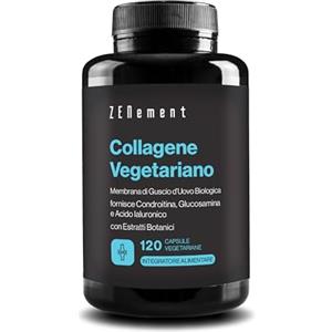 Zenement Collagene Vegetariano da Membrana d'Uovo Biologica - Fonte Naturale di Glucosamina, Acido Ialuronico e Condroitina, con Estratti Botanici - Per Articolazioni e Pelle - 120 Capsule Vegetariane
