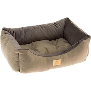 Ferplast Divanetto Chester per Cani e Gatti - Lettino Lavabile con Cuscino Double-face in Tweed e Velluto, Marrone