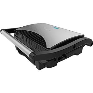 Cecotec Griglia Elettrica Rock'nGrill Dark 1000 1000 W, rivestimento in pietra, vassoio raccoglitori, piastra superiore galleggiante, superficie 25,4 x 17,5 cm, privo di PTFE, PFOA