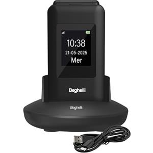 Beghelli - Telefono Anziani Salvalavita SLV41, Conchiglia, 4G, con Tasto SOS e Chiamata Rapida, Cellulare con Grandi Tasti, Volume Alto, Doppio Display 2.8, Torcia, Radio, Fotocamera - Colore: Nero