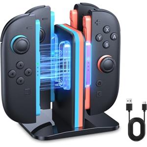 Auarte Caricabatterie controller per Nintendo Switch 2 2025 Joycon, dock di ricarica magnetico per Switch 2 Joy Con accessori con cavo di ricarica, supporto di archiviazione base ponderata per giochi