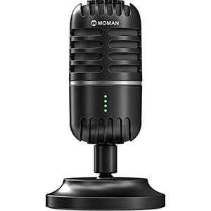 Moman Microfono pc, microfono streaming per PC, PS4, PS5, condensatore microphones USB C per giochi, podcast, registrazioni, streaming, con muto/gain, adattatore per telefono, compatibile con Mac, Winows