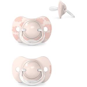 Suavinex Confezione da 2 Ciucci con Tettina Simmetrica in Silicone SX Pro, per Bambini 0-6 Mesi, Ciuccio Neonato, con Tettina Piatta e Flessibile, Dreams Rosa