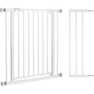 hauck Open N Stop 2 + Estensione da 21 cm, Grigio Scuro - Cancelletto per Bambini Cani, Larghezza Regolabile da 96 a 101 cm, Alto 77 cm, Apribile con una Mano in Entrambe Direzioni, Solo per Interno