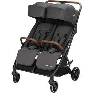 Bebeconfort Mane Passeggino Gemellare Leggero, 0-22 kg, Chiusura Automatica, Passeggino Doppio Pieghevole e Reclinabile, Corrimano, Parapioggia, Cestello Capiente (8 kg), Mineral Graphite