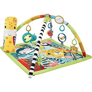 Fisher-Price - Palestrina Sensoriale Cuccioli della Natura 3-in-1, Tappetino per Giocare dalla Nascita Fino ai Primi Passi con 5 Giochi sensoriali, luci, Suoni, Giocattolo per Neonati, HJW08