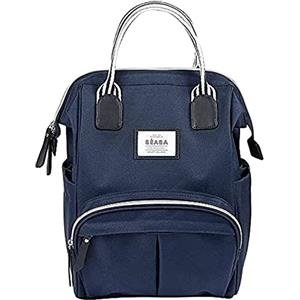 Béaba 940263 Zaino per Cambio Pannolino del Neonato, Capiente, Materassino e fasciatoio incluso, Tasche multiple, Apertura ampia, Termico, Borsa da Viaggio Multiuso, Wellington, Blu, 18 l
