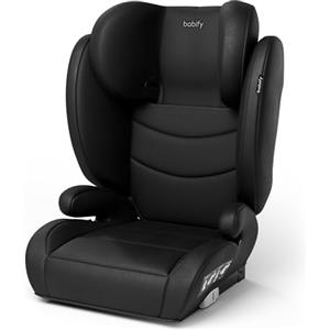 Babify FlexiFit Basic - Seggiolino per Auto Isofix, Gruppo 2/3 (15-36 kg, 100-150 cm), Poggiatesta Regolabile in 13 Posizioni, Design Pieghevole, Rivestimento Lavabile, Sicurezza ECE R129, Nero