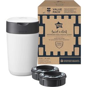 Tommee Tippee Twist and Click Mangiapannolini, confezione esclusiva con 2 ricariche, protezione garantita da odori e germi, grande capacità (la confezione può variare)