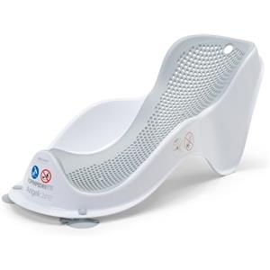 Foppapedretti Supporto Bagnetto Acquolina, per Bambini dalla nascita fino a 6 mesi (fino a 9 Kg), Igienico, Ergonomico, Maglia Morbida Antimuffa, Ventose per ancoraggio a vasca, Bianco-Grigio
