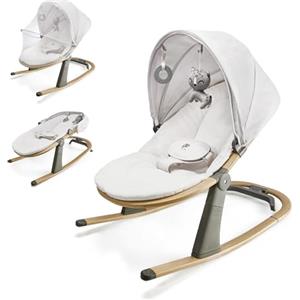 kk Kinderkraft Kinderkraft ELSU Sdraietta neonati 2in1, 0-9kg, Dondolo neonati pieghevole con 2 giochi stimolanti, Cinture di sicurezza a 3 punti, Leggera, 3 posizioni, Grigio