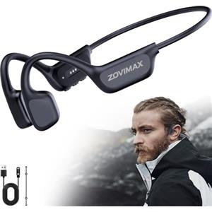 ZOVIMAX Militari Cuffie Conduzione Ossea, Bluetooth 6.0, IP68 Nuoto Impermeabili Sport-Cuffie Con Lettore MP3 da 32GB, 12Ore Anti-vento Open Ear Sportive Auricolari per Subacquee/Surf/Corsa/Ciclismo