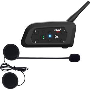 LEMNOI V6 Pro Interfono Casco Bluetooth per Moto, Compatibilità Navigatore e MP3, Scocca Impermeabile, Massimo 6 Piloti in un Raggio di 1200m, Interfono con Cuffia e Microfono (1xV6 pro)