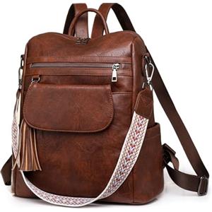 SUCIKORIO Pelle Zaino Donna Elegante, Borsa Zainetto Donna da Viaggio Antifurto Impermeabile Daypack Moderno Borsa Zainetto Lavoro Donna Cuoio Tasche Multiple per Viaggio, Lavoro, Scuola