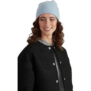 Style & Republic Style Republic - Berretto da donna a costine, 100% cashmere, morbido ed elastico, con bordo a costine, caldo berretto invernale, Blu Pastello Melange, Taglia unica