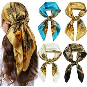 AOOSA Foulard Capelli Donna, Moda Bandana Donna, Motivi Classici Sciarpa Quadrata Grande Sciarpa, Colorate Turbante Seta, Multiuso Accessori per Capelli